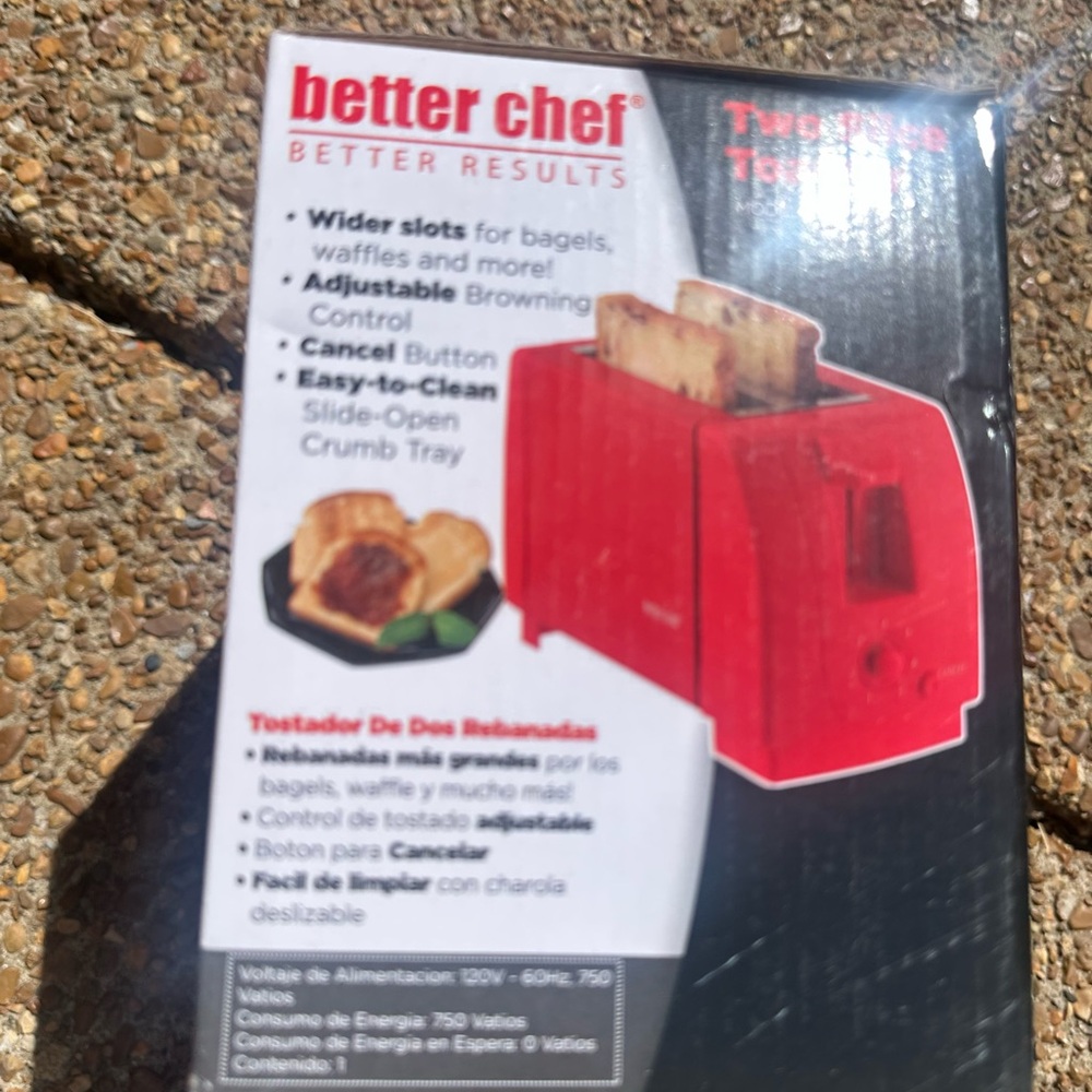 Better Chef Compact Two Slice Countertop Toaster in Red NIB - Picture 4 of 10